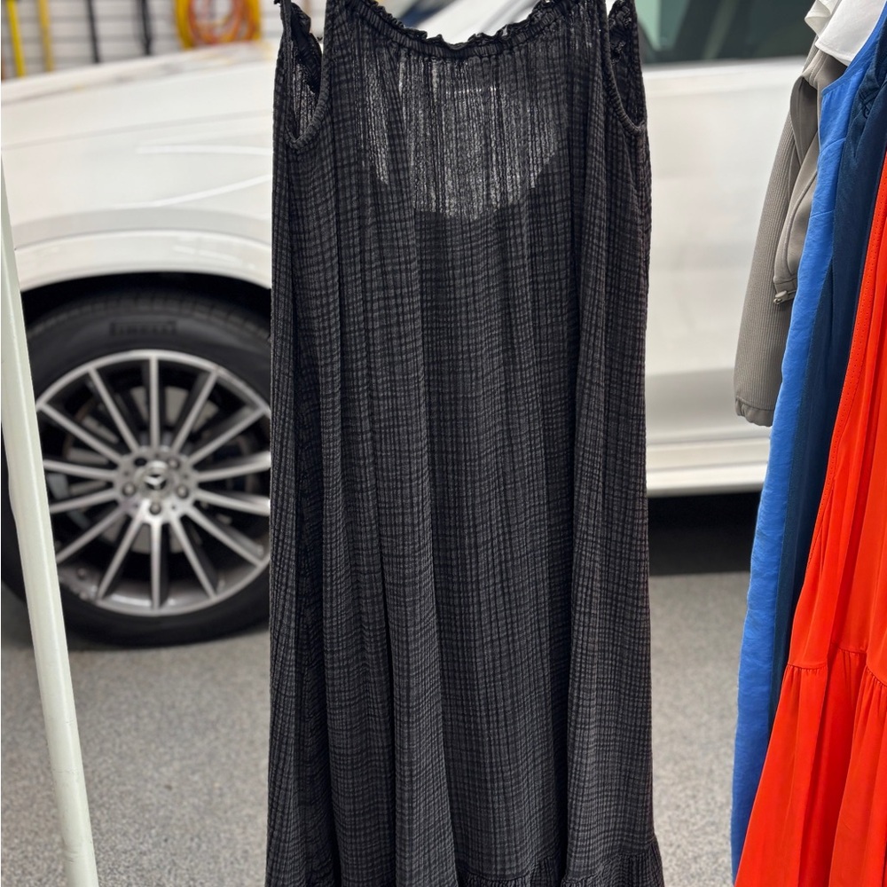 Anthropologie Black Pleated Maxi Skirt Night Out